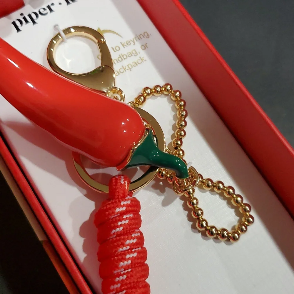 Red hot chili pepper gold plated key chain and bag charm new‎